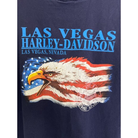 Harley Davidson XL Sleeveless Tee T-shirt Vegas Flag Eagle American Pride - Picture 7 of 7